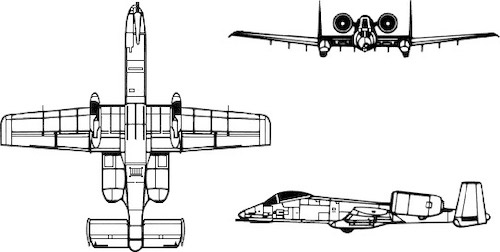 3-view profile of A-10 Thunderbolt II