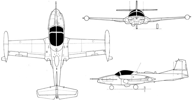 3-view profile of A-37 Dragonfly