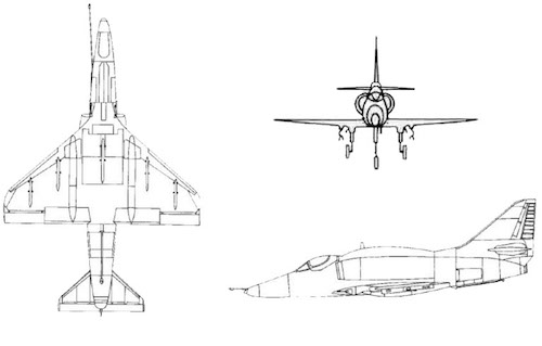 3-view profile of A-4 Skyhawk