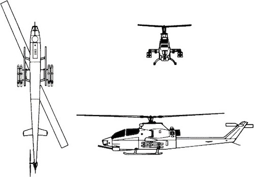 3-view profile of AH-1 Cobra