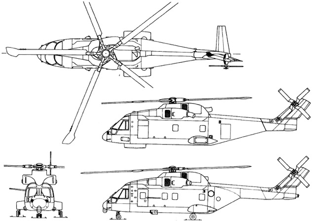 3-view profile of AW101