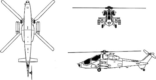 3-view profile of A129 Mangusta