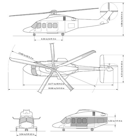 3-view profile of AW139