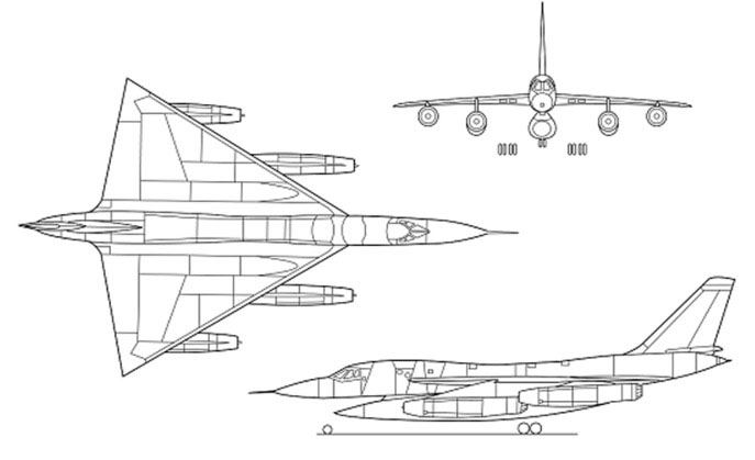 3-view profile of B-58 Hustler