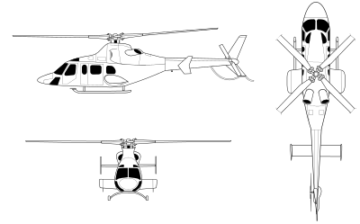 3-view profile of Bell 430