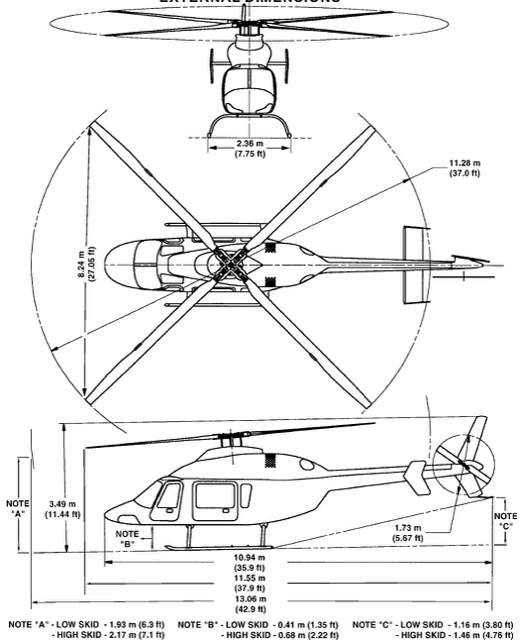 3-view profile of 505 Jet Ranger X