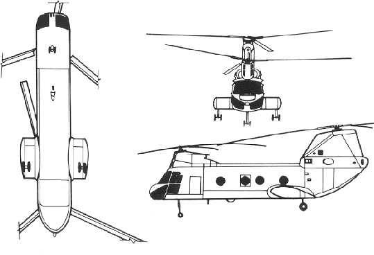 3-view profile of CH-46 Sea Knight