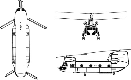 3-view profile of CH-47 Chinook