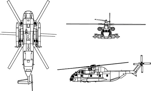 3-view profile of CH-53 Sea Stallion