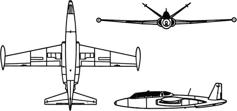 3-view profile of CM 170 Magister