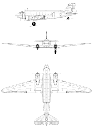 3-view profile of DC-3
