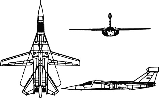 3-view profile of EF-111 Raven