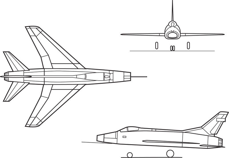3-view profile of F-100 Super Sabre