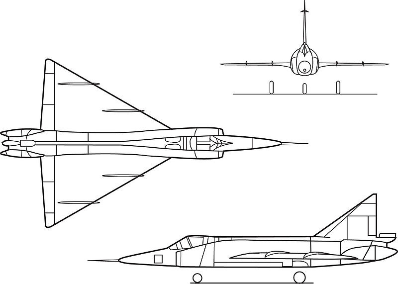 3-view profile of F-102 Delta Dagger