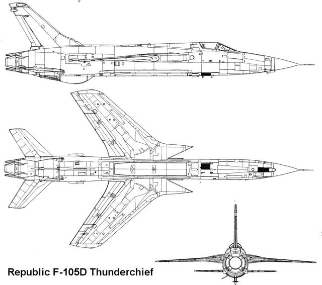 3-view profile of F-105 Thunderchief