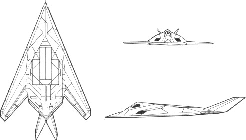 3-view profile of F-117 Nighthawk
