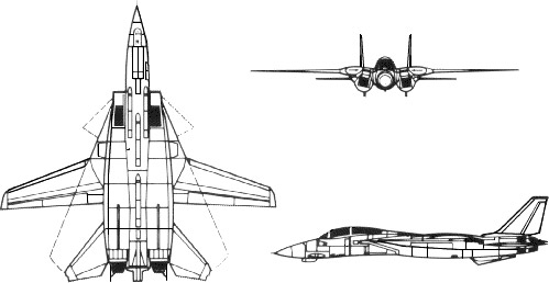 3-view profile of F-14 Tomcat