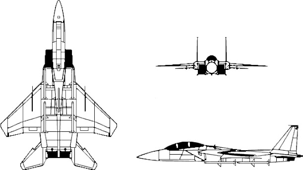 3-view profile of F-15 Eagle