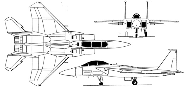 3-view profile of F-15E Strike Eagle