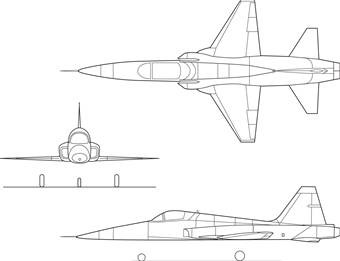 3-view profile of F-5E Tiger II