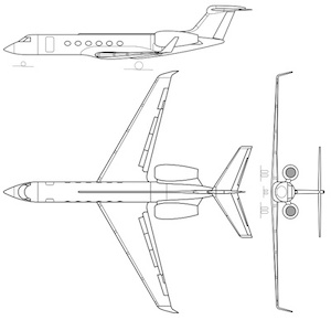 3-view profile of Gulfstream G550