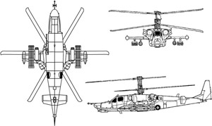 3-view profile of Ka-52 Alligator Hokum-B