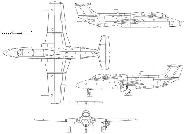 3-view profile of L-29 Delfin