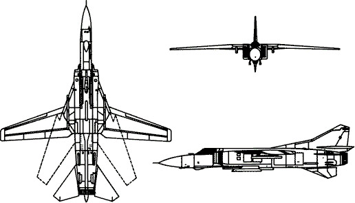 3-view profile of MiG-23 Flogger