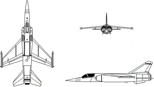 3-view profile of Mirage F1
