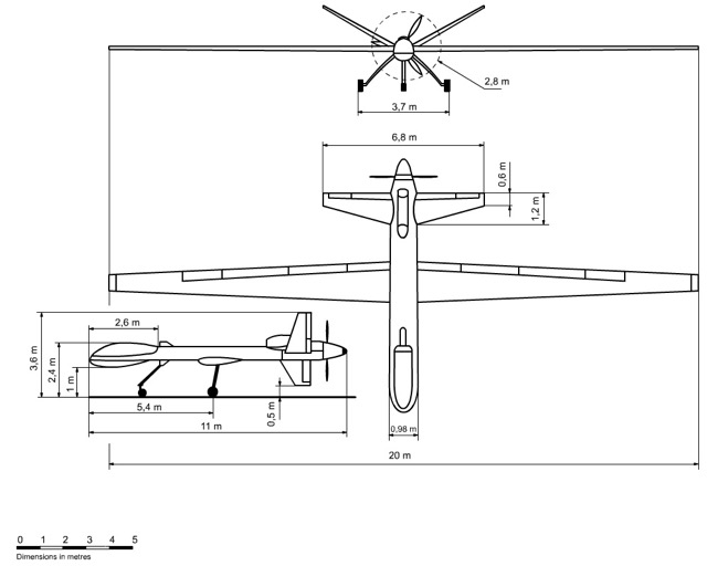 3-view profile of MQ-9 Reaper