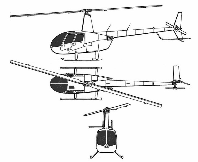 3-view profile of R44 Raven