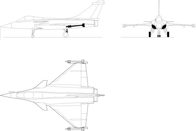 3-view profile of Rafale