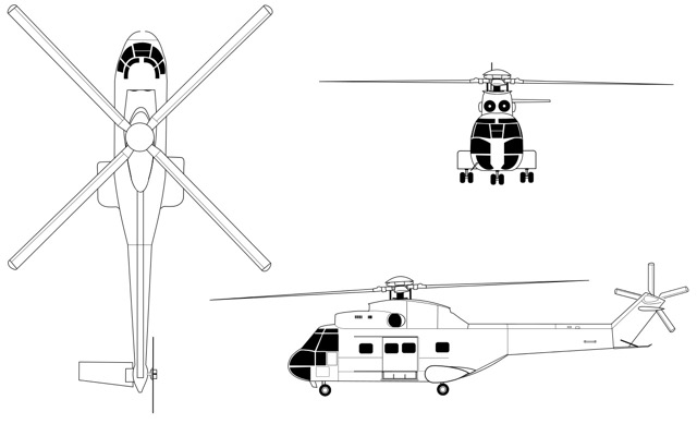 3-view profile of SA330 Puma
