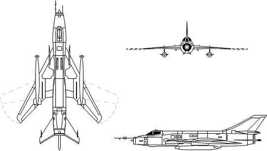 3-view profile of Su-17 Fitter