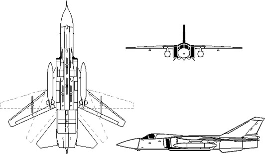 3-view profile of Su-24 Fencer