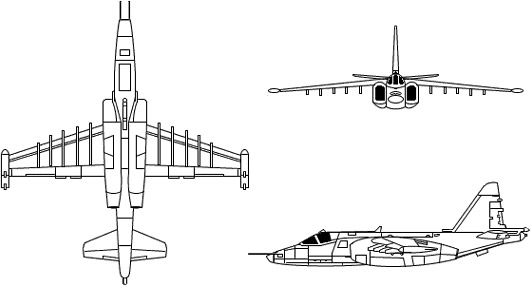 3-view profile of Su-25 Frogfoot