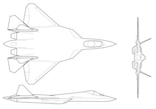 3-view profile of Su-57 Felon