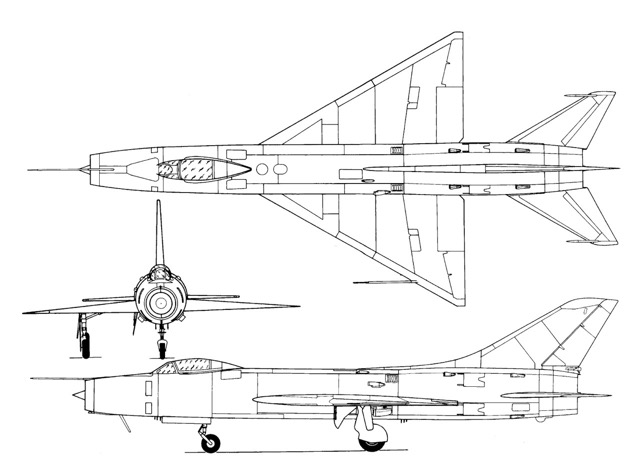 3-view profile of Su-9 / Su-11 Fishpot
