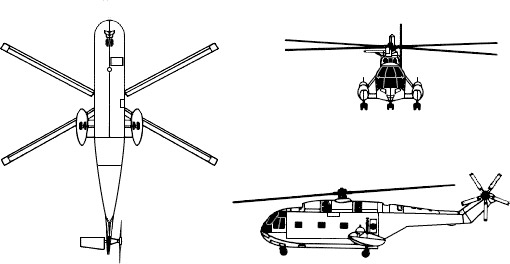 3-view profile of SA321 Super Frelon