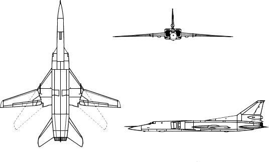 3-view profile of Tu-22M / Tu-26 Backfire