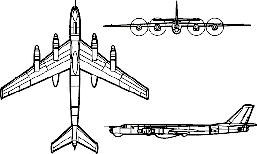 3-view profile of Tu-95 Bear