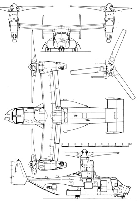 3-view profile of V-22 Osprey