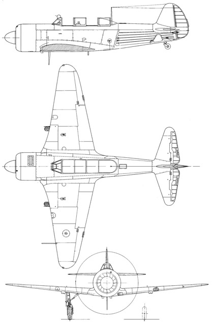 3-view profile of Yak-11 Moose