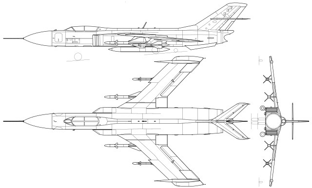 3-view profile of Yak-28 Brewer / Firebar