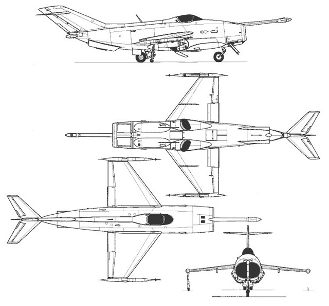 3-view profile of Yak-36 Freehand