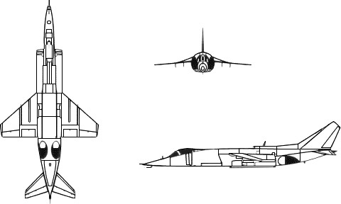 3-view profile of Yak-38 Forger